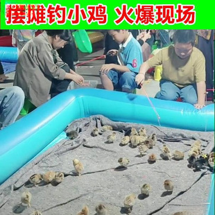 Toy Tool Rod Night Market Stall Pool Children's Fishing Live Chicken Chick Magnetic Internet Celebrity Package Square Fishing Chicken Metal