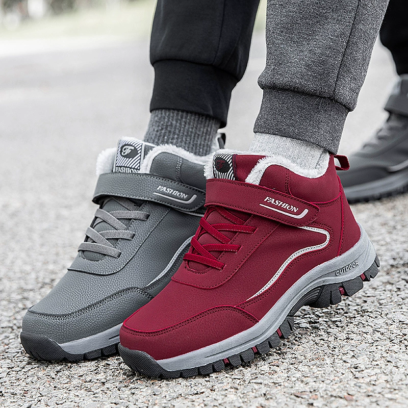 Новая осенне-зимняя прогулочная обувь для среднего и пожилого возраста, нескользящая теплая хлопковая обувь с высоким берцем и нескользящей флисовой подкладкой, обувь для мам, хлопковые кроссовки