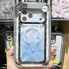 适用iPhone16promax菲林涂鸦手机壳苹果17线条兔羽毛蝴蝶结磁吸壳