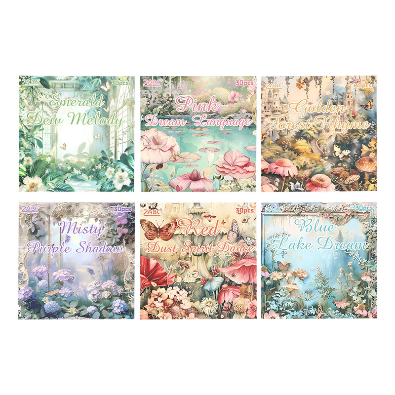 Melodía de bosque sin material adhesivo papel DIY desgarrable libro de cuentas de mano fondo paisajismo pegatinas libro de notas transfronterizas