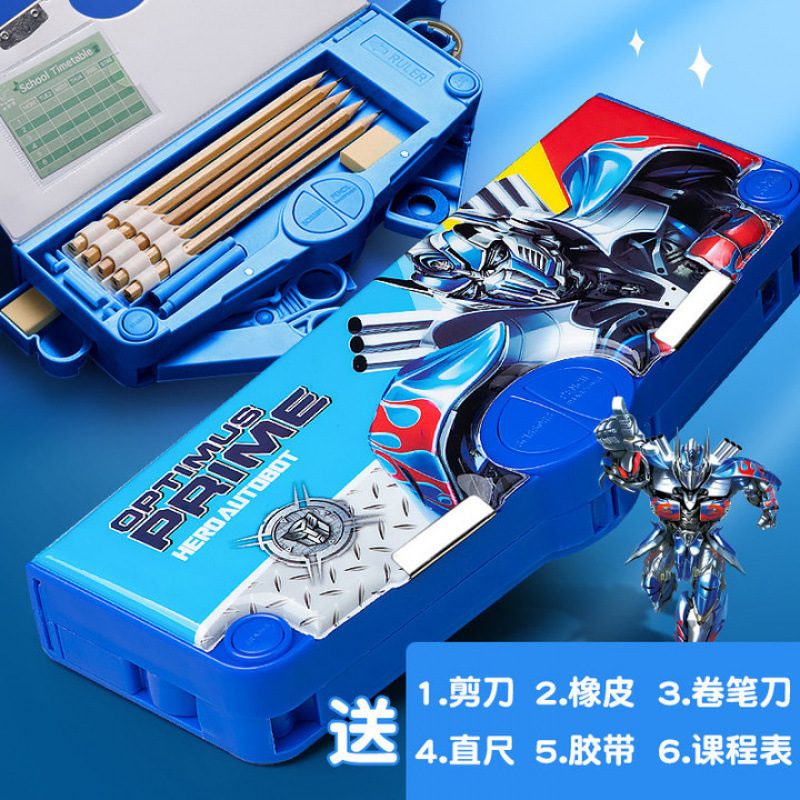 Caja de papelería para niños multifuncional de alta tecnología Transformers contraseña caja de lápiz para estudiantes de primaria para niños 20 tang