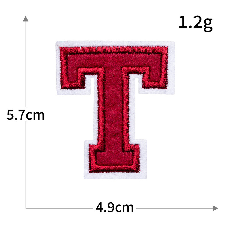 クロスボーダーの赤い白い縁の26の英語のアルファベットのコンピュータの刺繍の布はゴムを貼って服の装飾の布を貼ります。|undefined