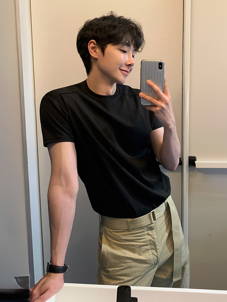 MYQシンプルカジュアル半袖tシャツ男性夏のゆるい丸首半袖韓国版トレンドCleanfit着用