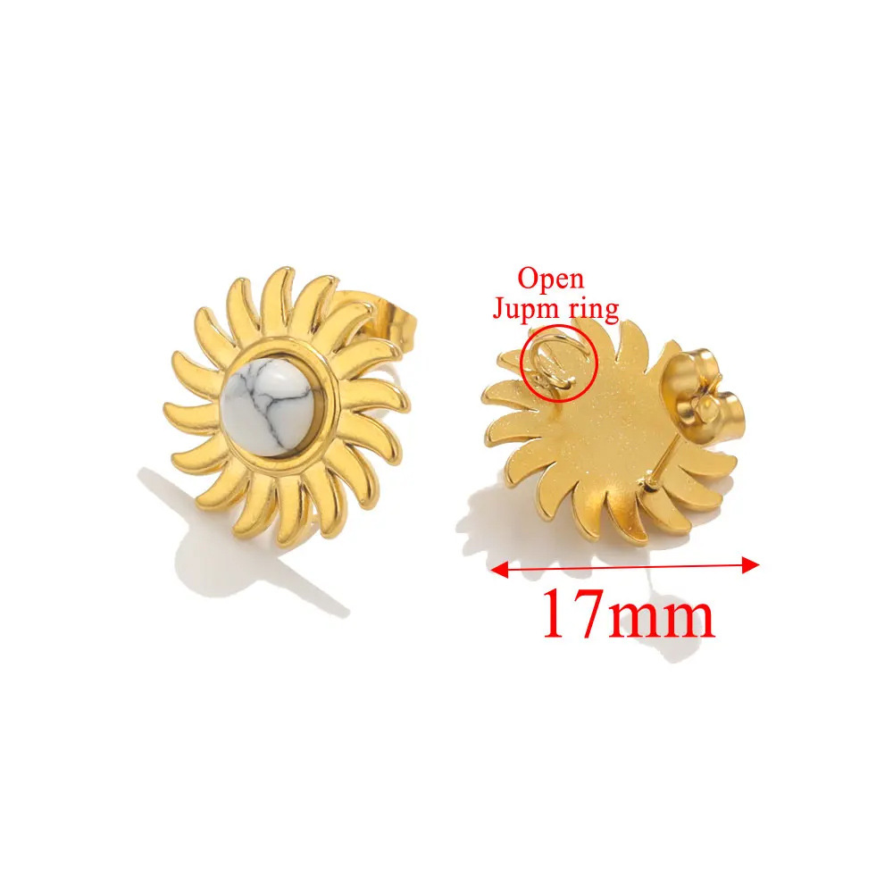 Pendientes de girasol de piedra natural de acero inoxidable pendientes de acero de titanio pendientes de piedra Ojo de Tigre pendientes de accesorios de joyería DIY