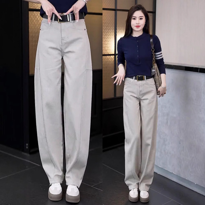 阔腿弯刀裤女2025新款牛仔裤秋季休闲镰刀裤高腰显瘦松弛感香蕉裤|undefined