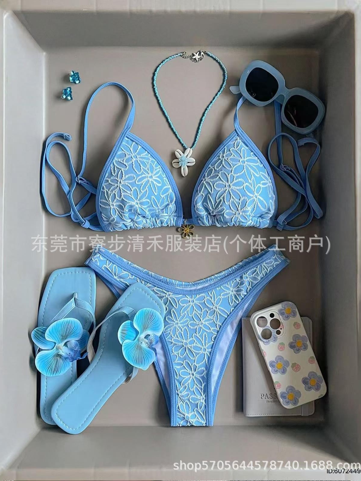Explosiones transfronterizas de bañador shein impresión de alta calidad split bikini sexy cuello Amazon comercio exterior al por mayor