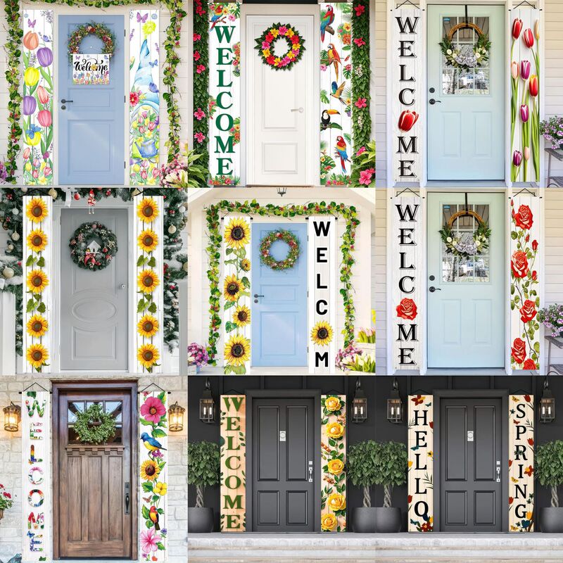 Spring banner couplet cross-border Amazon gnome color flower porch decoration courtyard indoor and outdoor decoration door curtain