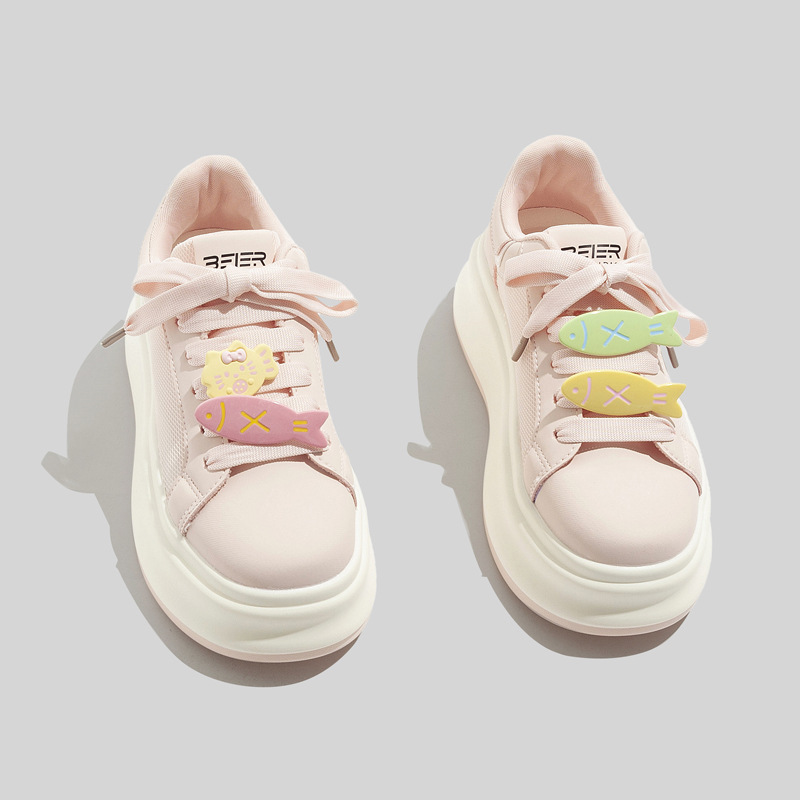 Korean Style Thick-Soled Height-Increasing Sneakers for Women 2025 Spring and Summer New Big-Toe Bread Shoes Campus Style Lightweight Casual Shoes