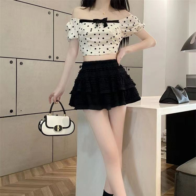 春日夏季芭蕾风软妹甜美蕾丝花边设计蛋糕感小众蓬蓬半身裙裙子|undefined