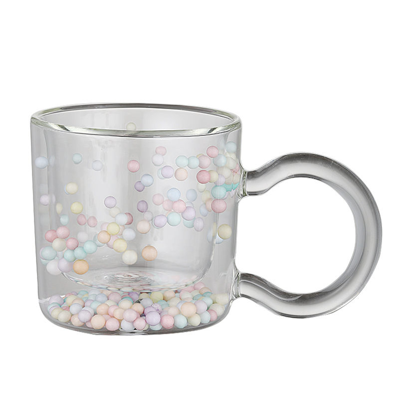 Celebridad de Internet móvil Amor Copa de doble capa chica cristal azul arenas movedizas Copa regalo creativo taza fabricante