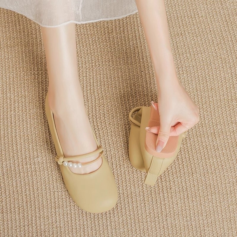 2025 Spring Fairy Mary Jane Women's Shoes New Style with Skirt Shallow Mouth Flat Bottom Versatile Casual Soft Bottom Doudou Shoes