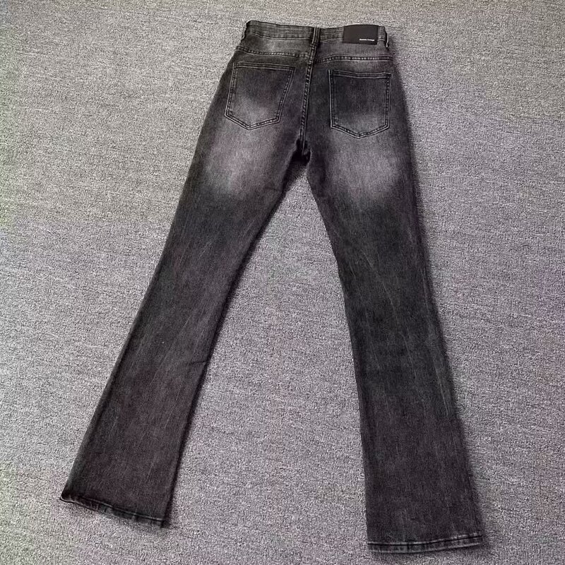 猫须微喇牛仔裤男美式高街vibe风复古水洗黑灰色宽松直筒显瘦裤子|undefined