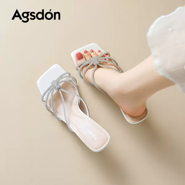 Augu Shiden's Stunning High-Heeled Sandals for Women, 2026 New Summer French Style, Very Attractive Slippers with Rhinestones