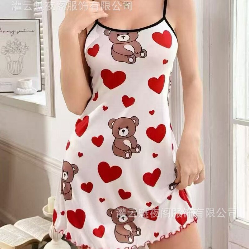 European and American Cross-Border Foreign Trade, Xiyin's Best-Selling Summer New Pajamas, Women's Cow Print Suspender Nightgown, Casual