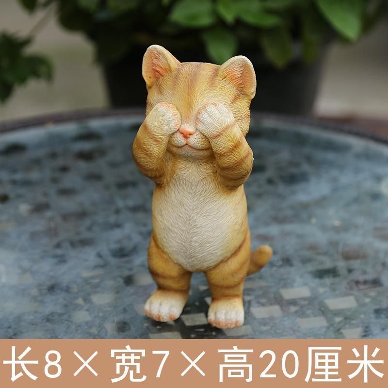 クロスボーダークリエイティブかわいいシミュレーション猫の装飾品屋外庭中庭の装飾子猫樹脂工芸品装飾品|undefined