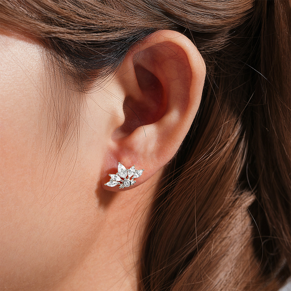 1 Piece Simple Style Geometric Plating Sterling Silver Zircon Ear Studs display picture 60