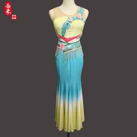 傣族舞蹈服装女春述西双版纳大裙摆独舞包臀鱼尾裙艺考定、制