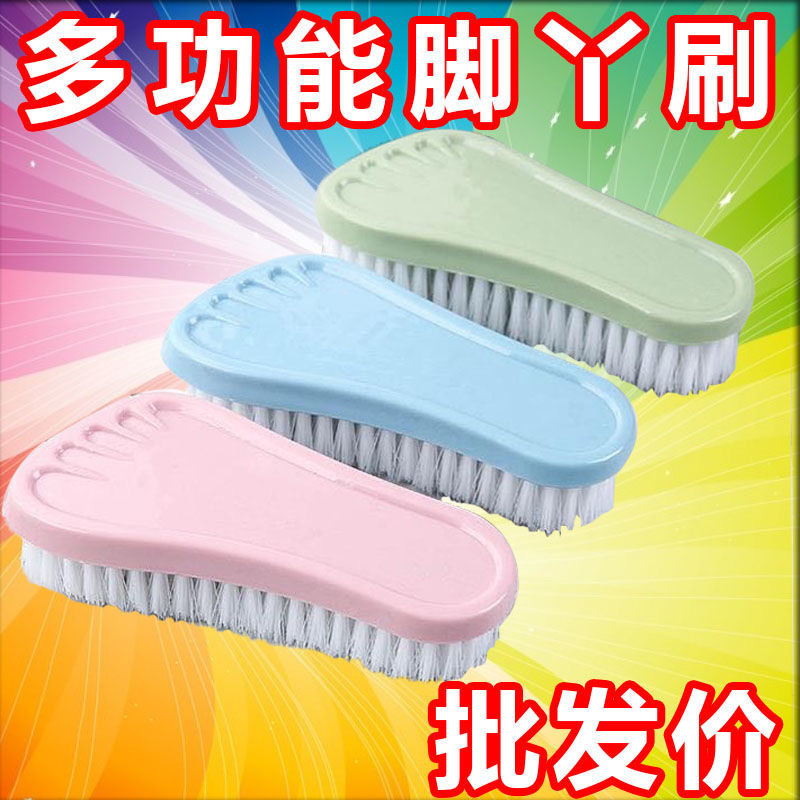Creativo pie pequeño cepillo de lavandería de plástico de pelo suave cepillo de lavado de zapatos multipropósito cepillo de lavabo cepillo de baño cepillo de limpieza de pared