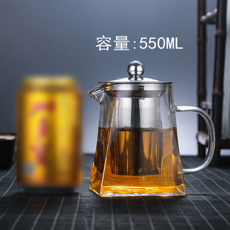 Tetera de burbujas, tetera de vidrio, engrosamiento, resistencia a altas temperaturas, separación de té doméstico, filtro de acero inoxidable, juego de té al por mayor