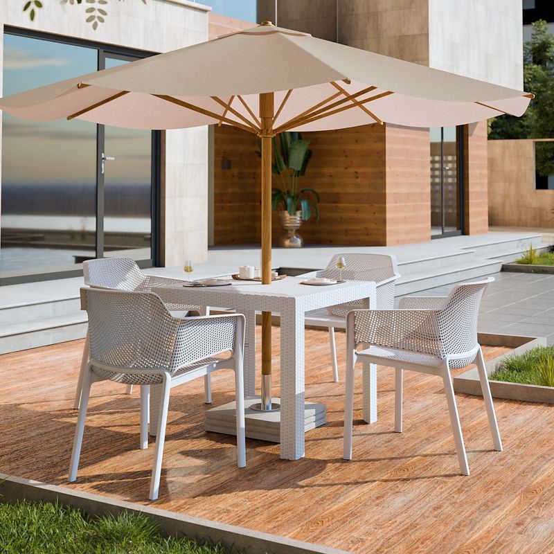 Home Outdoor Plastic Tables and Chairs Leisure Restaurant Courtyard Outdoor Imitation Rattan Chairs Indoor Waterproof Sun Protection Garden Terrace Chairs