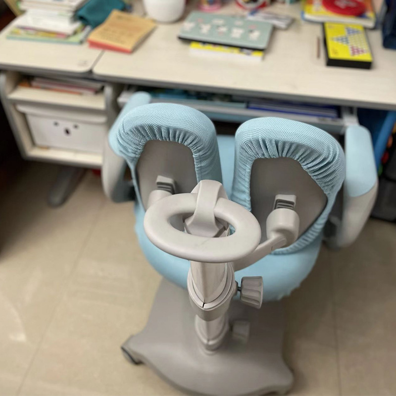 Children's Double-Back Learning Chair Removable and Washable Chair Cover Knitted Breathable Anti-Fouling Fabric Ailejiao Black and White Tone Universal