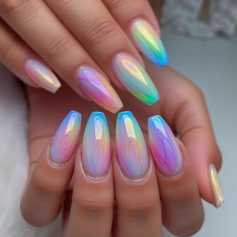 Electroplated Laser Wearable Ballet Nail Patch European and American Cross-Border Hot Selling Fantasy Rainbow Aurora Fake Nails Wholesale Electroplated Laser Wearable Ballet Nail Patch European and American Cross-Border Hot Selling Fantasy Rainbow Aurora Fake Nails Wholesale