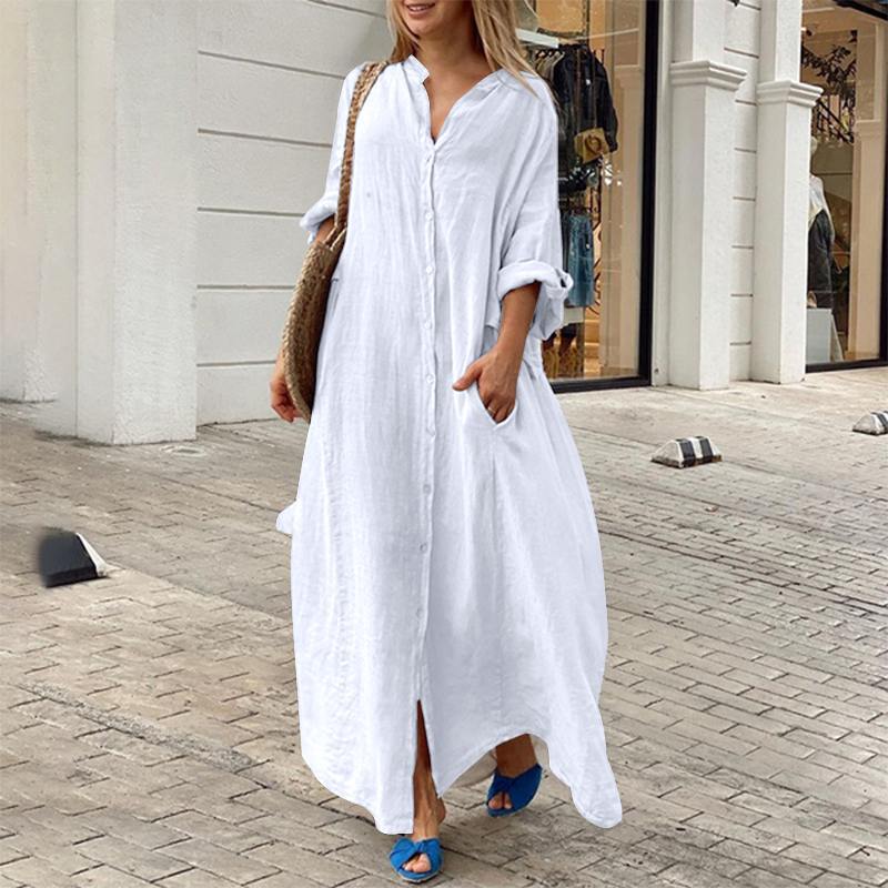 Women's Regular Dress Simple Style Standing Collar Long Sleeve Solid Color Maxi Long Dress Holiday Daily display picture 9