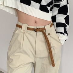 女性用織りベルト、ドレス、コート、ウエストを締める、インスタイル、シンプルで多用途、装飾的な小さなベルト、細いスタイル