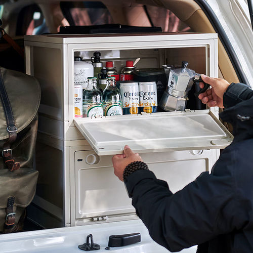 Outdoor camping folding storage box plastic wooden cover extra large camping storage box car trunk organizing box