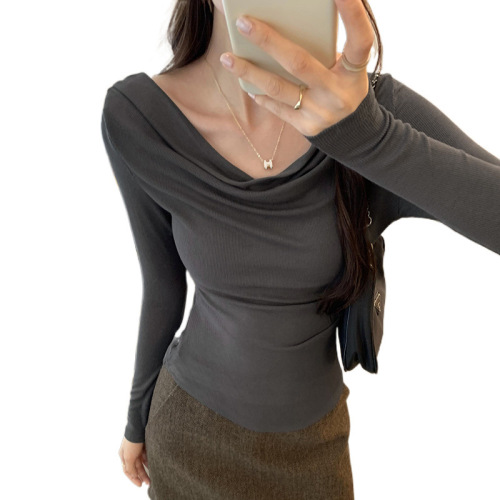 Apoem Design-Leading Slimming Bodycon Stretch Comfortable Breathable One-Shoulder Long-Sleeve Base Layer Top for Women