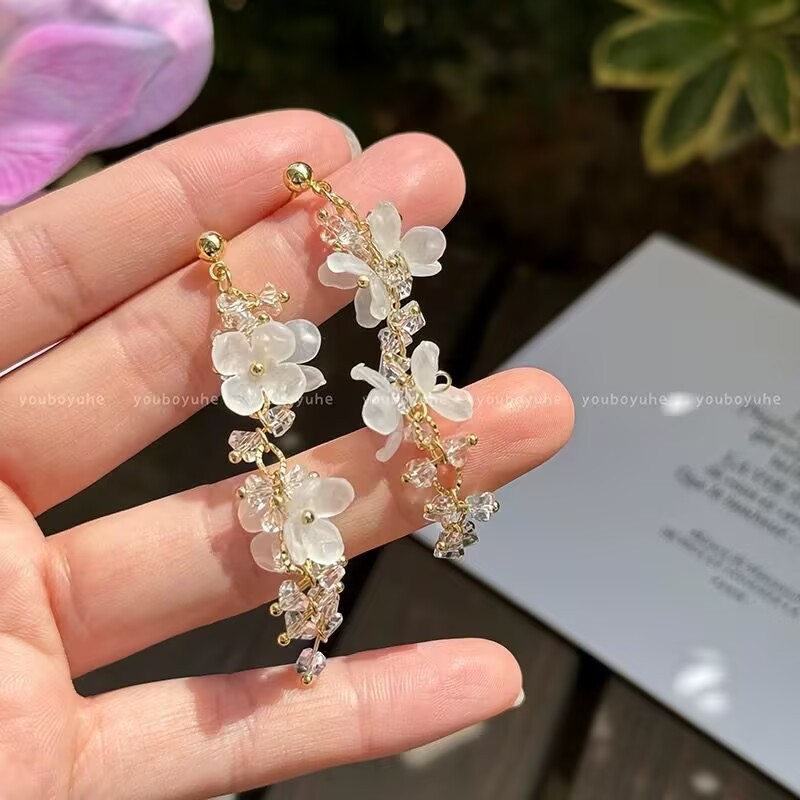 超仙森系小清新度假风长款流苏耳环2025新款夏日海边度假风耳饰|undefined