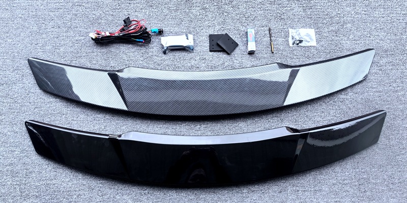 Suitable for Car Modification Electric Adjustable Rear Wing Universal Black/Carbon Fiber Pattern with Lighted Perforated Fixed Wing