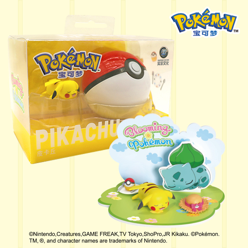 Pokémon auténtico mascota elfo bola escena decoración caja ciega modelo de muñeca Pikachu juguetes hechos a mano mayorista
