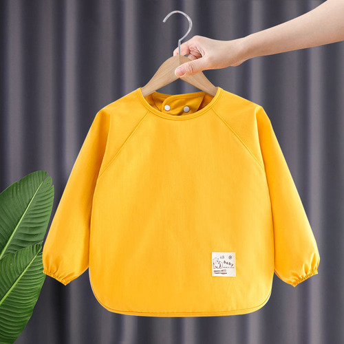 Baby smock, autumn and winter children's long-sleeved waterproof reverse dressing baby eating bib for boys and girls to wear anti-dirty apron