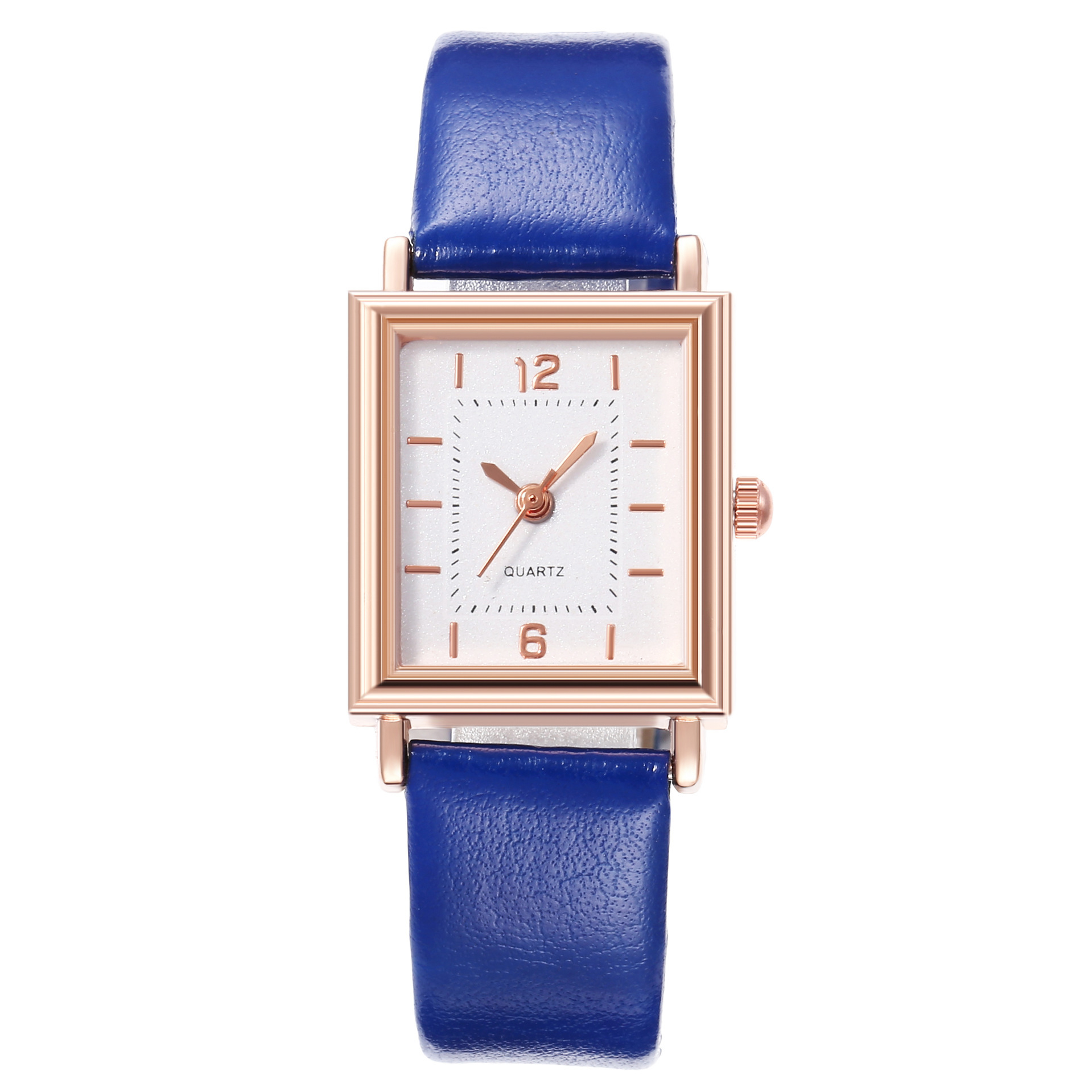 New Women's Fashion Rose Gold Square Case Digital Scale Belt Quartz Watch_voghion.com