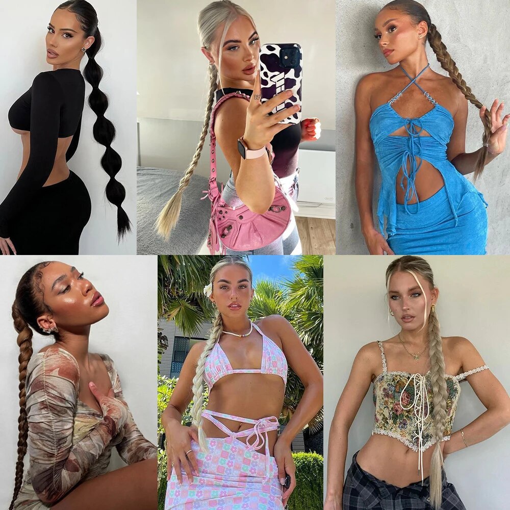 Perucas de cola de caballo mujer enredada moda extensión de cabello cola de caballo fibra sintética peruca cola de caballo peruca