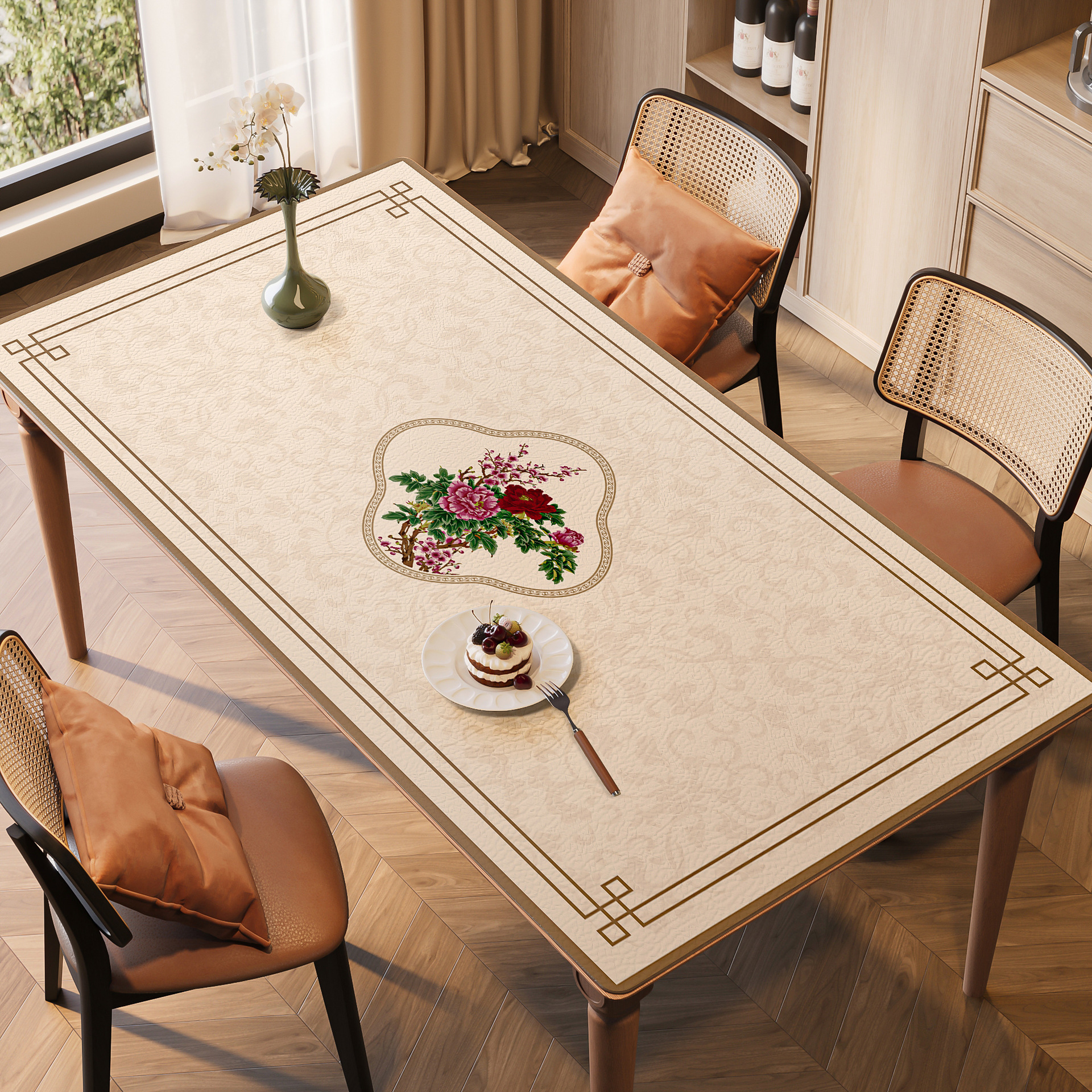 Alta sensación de toallas de mesa de estilo medieval almohadilla de mesa impermeable a prueba de agua a prueba de aceite a prueba de quemaduras sin lavado almohadilla de mesa de té retro almohadilla de protección de escritorio