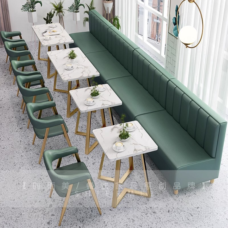 Simple Milk Tea Shop Table and Chair Internet Celebrity Restaurant Cafe Card Seat Sofa Catering Restaurant Dessert Shop Table and Chair Combination
