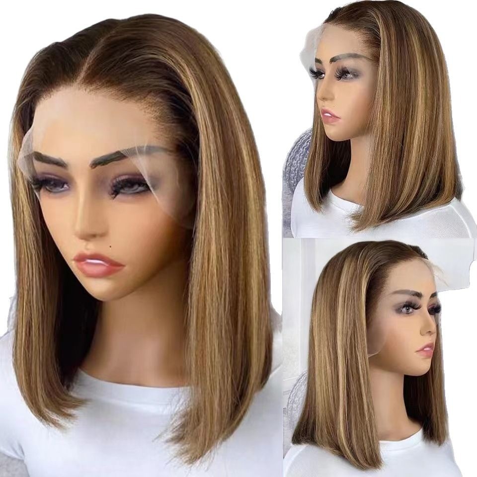 12A Vietnam Bone Straight Bob pelucas de cabello humano frente encaje cubierta de peluca