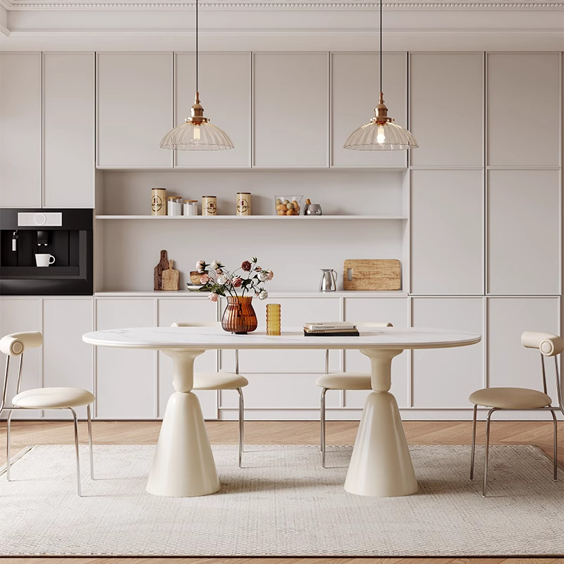 Danvance estilo francés crema de viento tabla de roca mesa de comedor red doméstica mesa de comedor silla pequeña casa rectangular mesa de comedor del Santo Grial