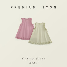 清仓款 儿童花边连衣裙2025夏季女宝宝韩版甜美风纯色无袖背心裙