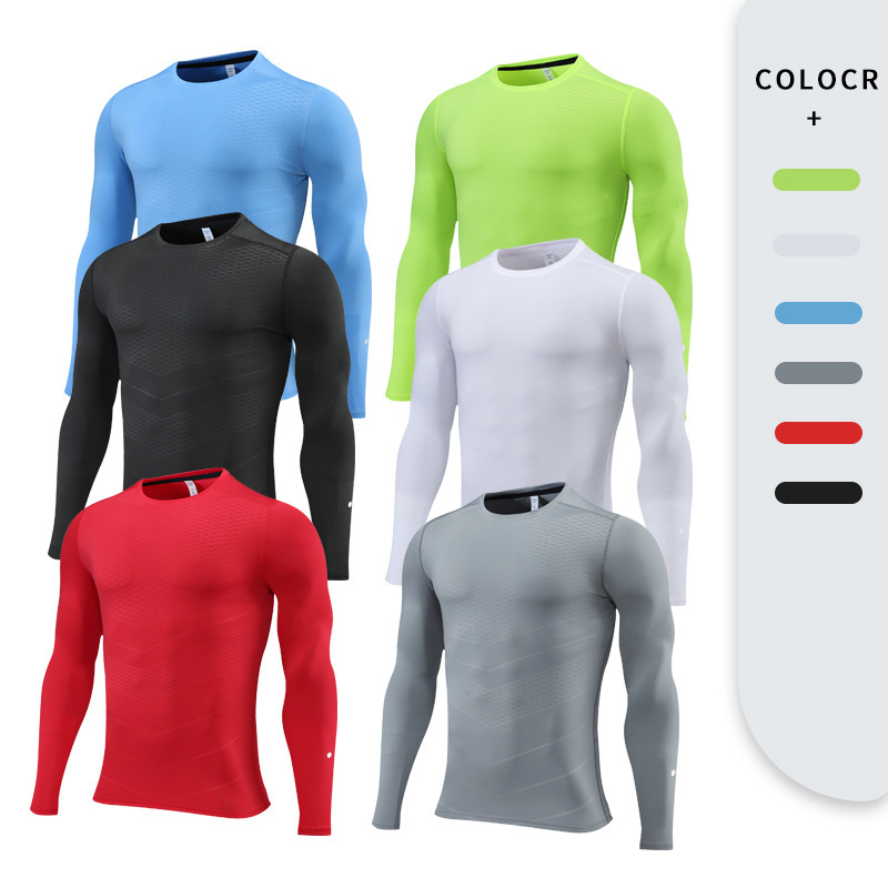 Cross-border Men's PRO Training Tights Children's Sports Fitness Blank Running Long-sleeved Sweat Quick-drying Clothes
