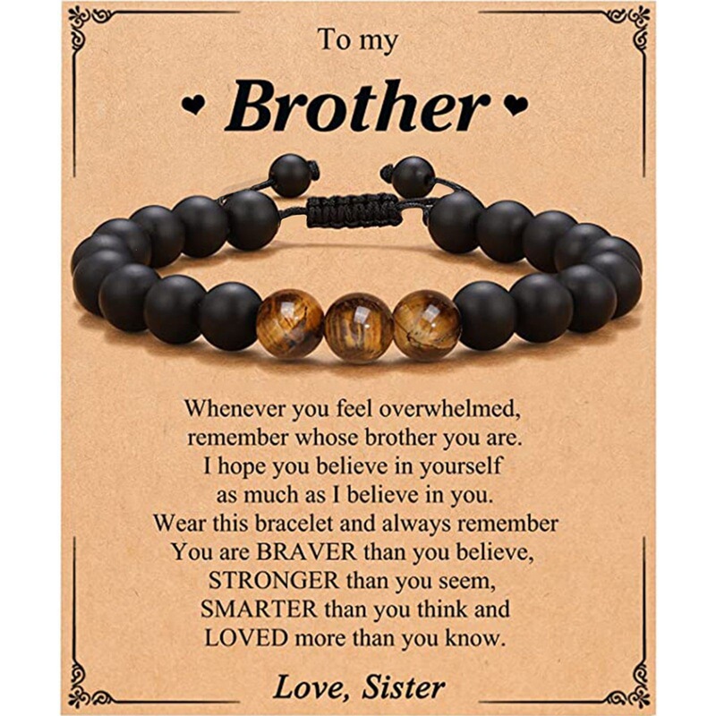 Black Matte Woven Bracelet Anniversary Birthday Gift for Boyfriend Son Husband Lover Tiger Eye Stone Bracelet for Women