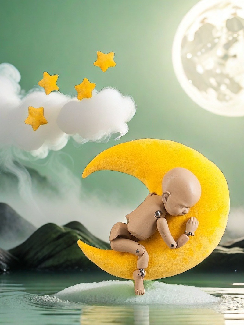 Accesorios de Fotografía para Recién Nacidos, Almohada de Fotografía con Forma de Luna, Almohada Auxiliar para Estilizar Fotos de Bebés