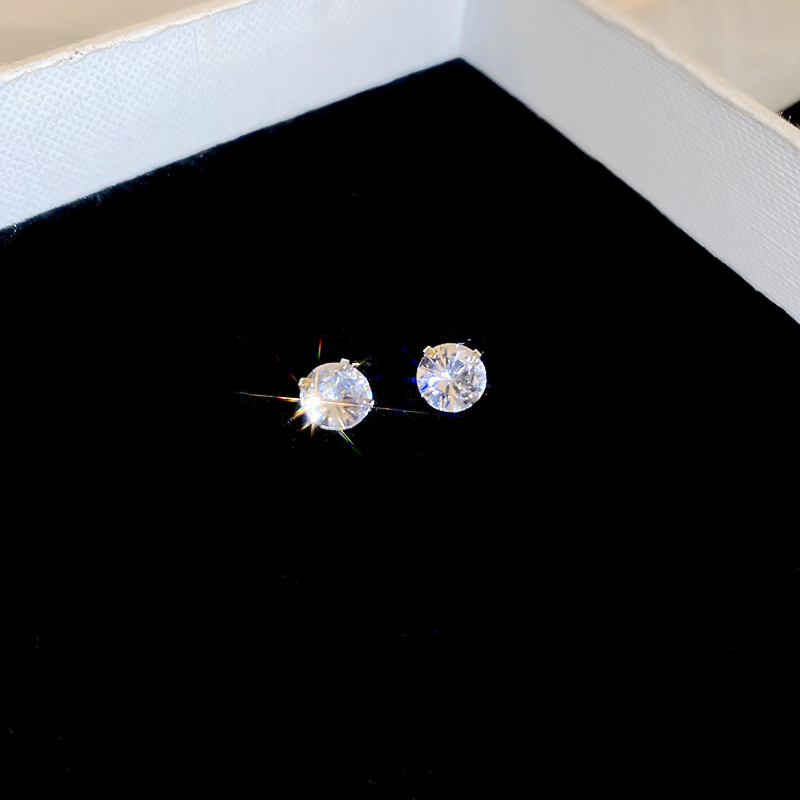 Aguja de plata para levantar agujeros para las orejas, pendientes cocleares sin picar, pendientes de circón femenino, pendientes de orejas pequeñas de sentido avanzado de nicho femenino