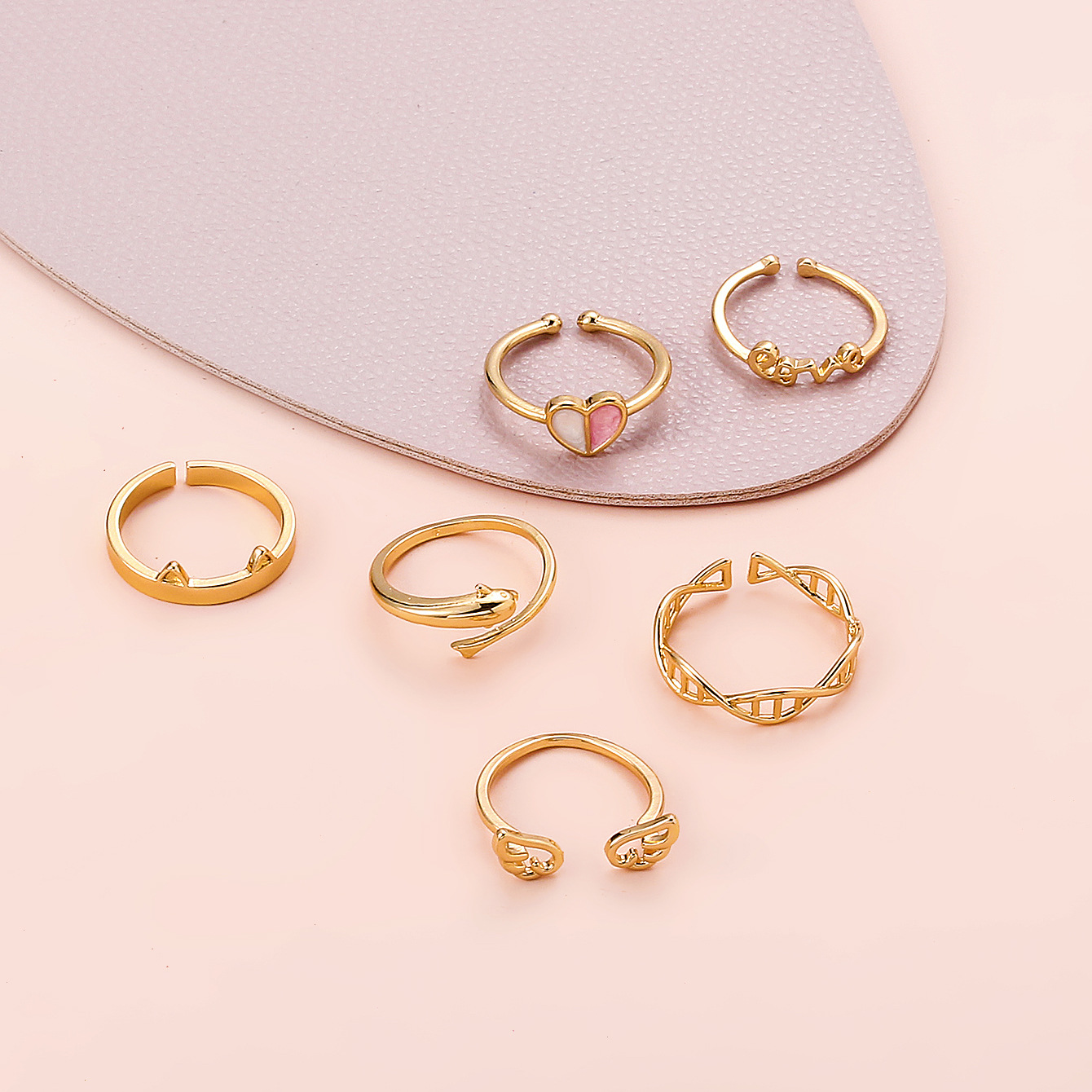 Women'S Gender Fashion Style Heart Shaped Open Female Fashion Butterfly Knuckle Copper Foot Ring 6-piece