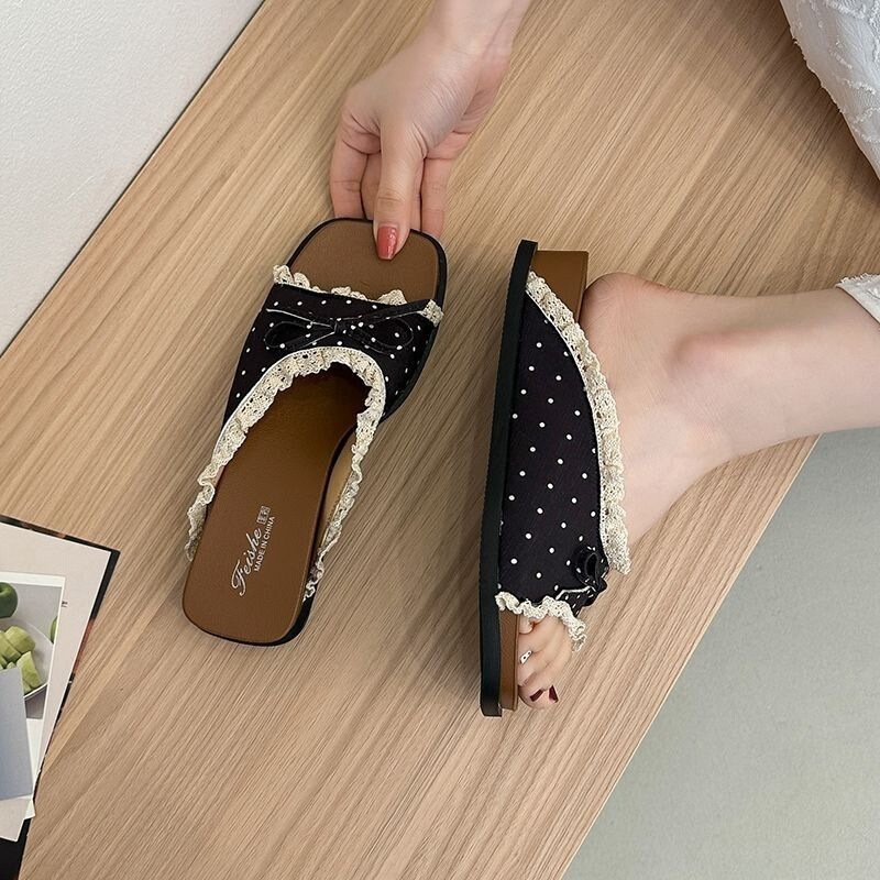 UNMUN French Fairy Style Polka Dot Sandals for Women, Summer Outdoor Wear, 2026 New Thick-Soled Wedge Sandals to Match with Skirts