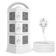 外贸立式插座英标欧标多用孔带USB充电口UKCA英规CE认证接线插排