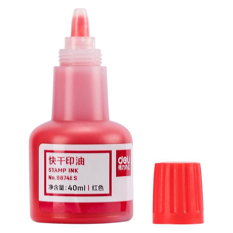 델리 9874 대용량 40ML 레드 블루 블랙 속건성 잉크 잉크패드 속건성 잉크 레드 씰 오일