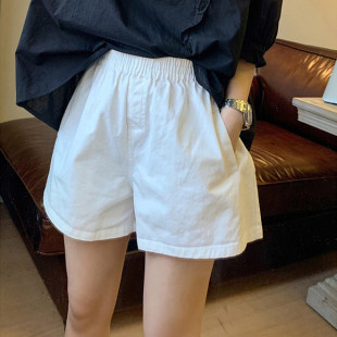 White Shorts for Women 2025 Summer Loose Slimming Wide-Leg High-Waisted A-Line Casual Versatile Hot Pants Ins Trend